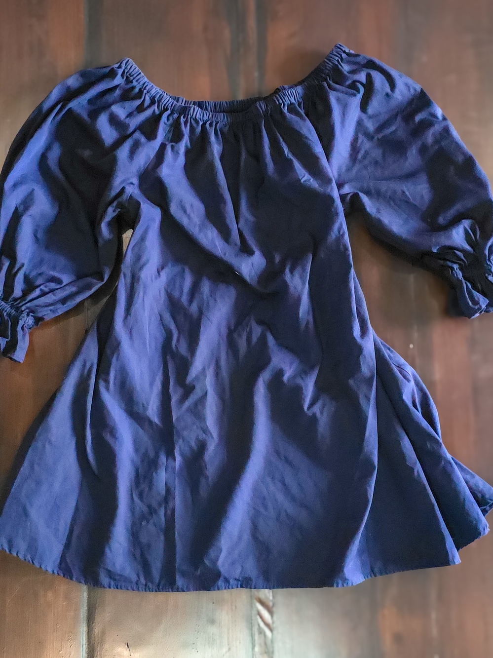 Larp Medieval Navy Blue Off-Shoulder Puff Sleeve Short Dress/shirt